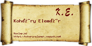 Koháry Elemér névjegykártya