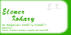 elemer kohary business card